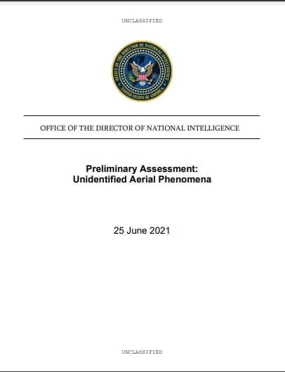 Carátula de el Informe de la Inteligencia de Estados Unidos sobre OVNIs